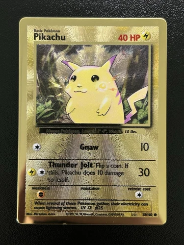 PIKACHU Gold Metal Pokemon Card - Celebrations Promo - UPC - 58/102 - NM (A)