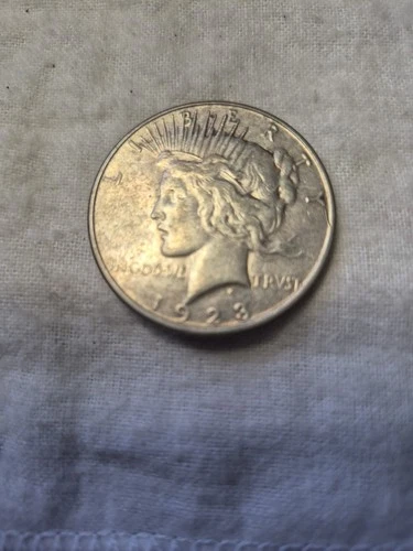 1923-D Peace SILVER One-Dollar Coin, Fine Condition