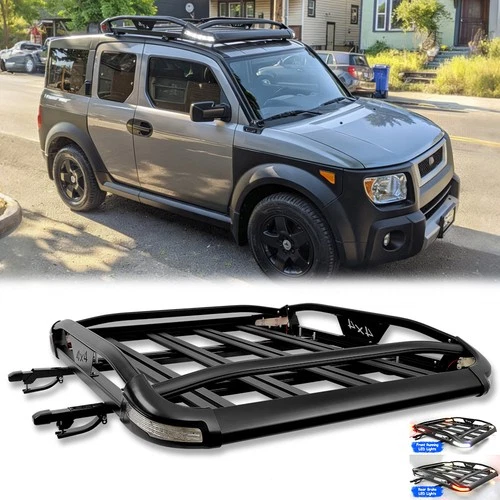 For Honda Element EX LX 50''*38" Roof Racks Cargo Basket Cross Bars w/LED Lights