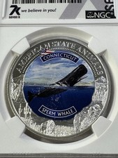 2022 Cook Islands $5 Connecticut Sperm Whale Silver Coin Graded MS 70 by NGC