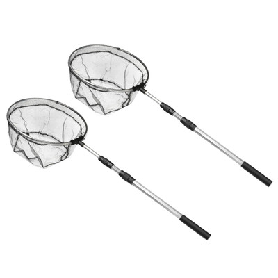 2Pcs Floating Fishing Net Folding Round 4.9ft Telescopic Landing Pole Handle