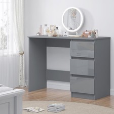 3 Drawer Dressing Table Dark Grey Gloss Home Office Scandinavian Central Runners