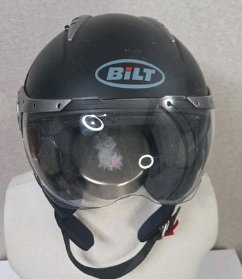 BILT Motorcycle Helmet DOT ECE/22-05 Size L Large  Black Roadster w/sun visor