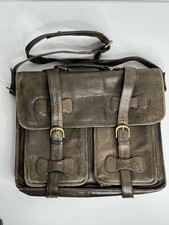 Leather Messenger Bag Pockets Laptop Work Office