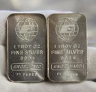 (2) Engelhard 1 oz .999 Silver Bars E  Globe PY Serail #'s..