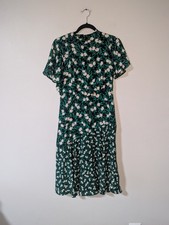 Ann Taylor Green Black Floral Print Midi Dress Size 0