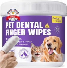 No-Rinse Dog Dental Care Wipes, Cat  Dog tooth brushing kit, Dog Wipes for Pet