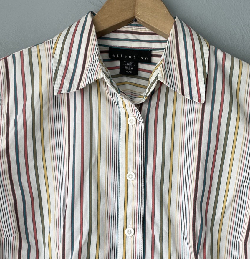 Structured Button Up Shirt Size Small Stretch Str… - image 3