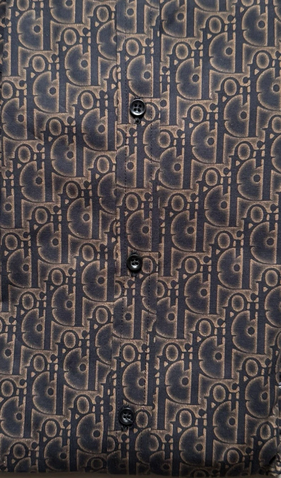 Men's DIOR Monogram Black and Brown  Shirt,  Slim Fit Size 2XL(3), XL(1) and L 1 - Image 3 of 4
