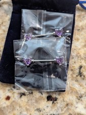 HQLA 14G Dainty CZ Purple Heart Nipple Rings Barbell Body Piercing Jewelry 2pc