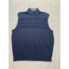 NWT Roundtree Yorke Mens XL Blue Quarter Zip Knit Sweater Vest Sleeveless
