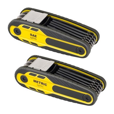 Juego Llaves Allen Plegables 16pz Metricas SAE Locking Hex Key Set Cr-V 3 Angles