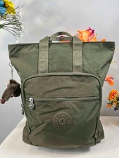 NUEVO CON ETIQUETAS KIPLING Sia Nylon Verde Campo Bolso Cremallera Top Mochila Abierta #KIA8B4