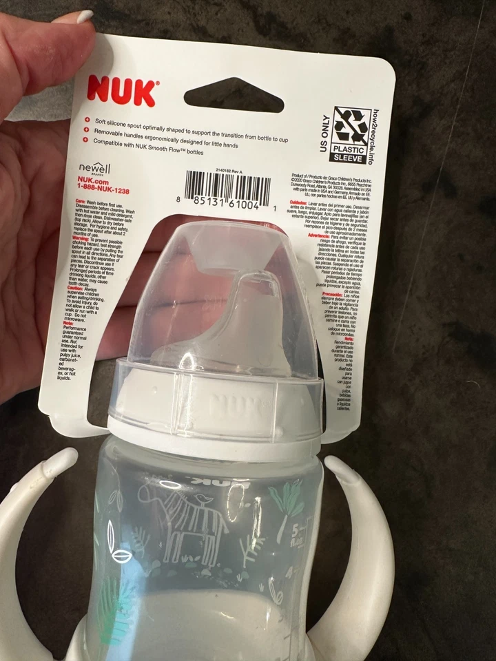 NUK LEARNER ZEBRA SIPPY CUP BOTTLE TO CUP TRANSITION 6+ MONTHS BPA FREE - Image 3 of 3