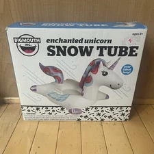 Unicorn Snow Tube Bigmouth Inc. Kids Sled 5 Feet Long Sledding Innertube New