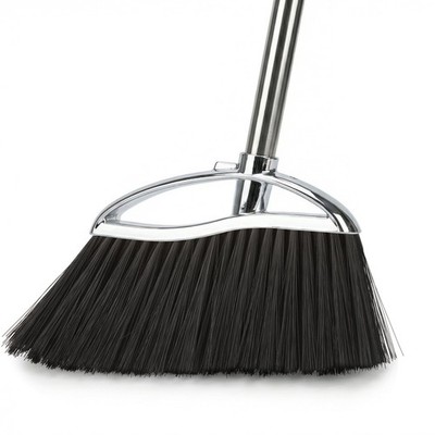 GLOYY Indoor Soft Bristles Sweeping Broom,Long Handle Kitchen Indoor, Silver
