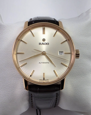 Rado Coupole SWISS Automatic Rose Gold Brown Leather Strap Men's