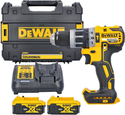 DeWalt DCD796 18V XR BL Kombi-Bohrschrauber mit 2 x 5Ah Akku, Ladegerät & DS150 Koffer