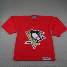Vintage Pittsburgh Penguins Jersey Youth XL Red NHL Hockey CCM Air Knit Practice