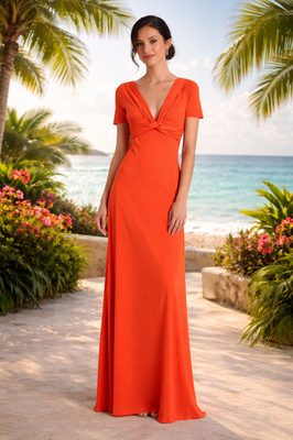 NWT Chiara Boni La Petite Robe Marissa V-Neck Gown 10 US/46 IT Orange MSRP  $1090 | eBay