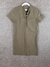 J Crew Shirt Dress Women XS Short Sleeve Army Green Lyocell Blend Utility Casual
