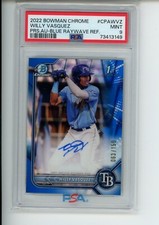 2022 Bowman Chrome Willy Vasquez 1st Blue RayWave Auto 63/150 PSA 9 (149)
