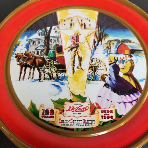 "Pastel de frutas vintage Collin Street Bakery de lujo 100 años lata lata 7" lata Texas - Imagen 5 de 12