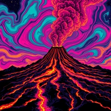 Digital picture abstract  painting of volcano art printable file