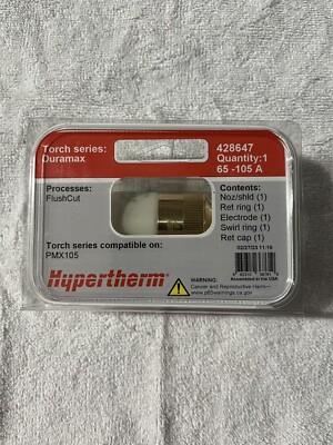 Hypertherm 428647 Consumable Kit Duramax 105 A Flushcut