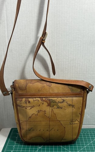 Alviero Martini 1a Classe Borsa a tracolla in pelle Made In Italy Mappa del Mondo - Foto 2 di 12