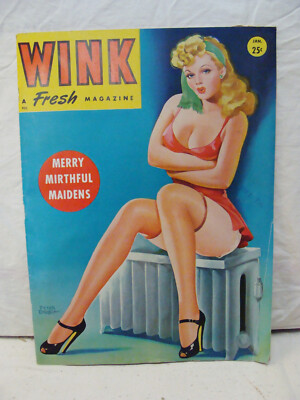 Vintage Wink Magazine, January 1947, Vol 2 No 4, Driben Cover, Pin Ups, Girly