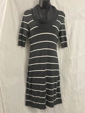 Express Design Studio Size S Small Sweater Dress Sheath Cowl Neck Gray Striped 