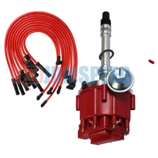 Red Distributor and Spark Plug Wire 10.5 mm 90 Degree For SBC BBC 305 350 454 v8