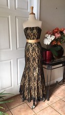 Black/Nude Lace Strapless Formal Party Dress Size 5/6