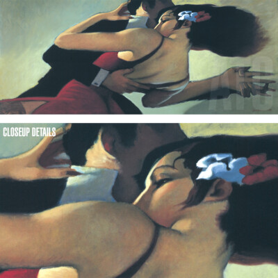36W''x14H'' TANGO DANCERS by BILL BRAUER - COUPLE BALLROOM DANCING DIP CANVAS