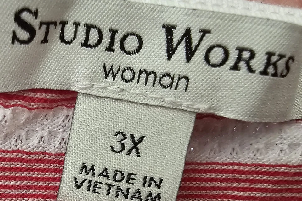 Studio Works женская рубашка блузка размер 3 X красный белый в полоску - Изображение 2 из 4