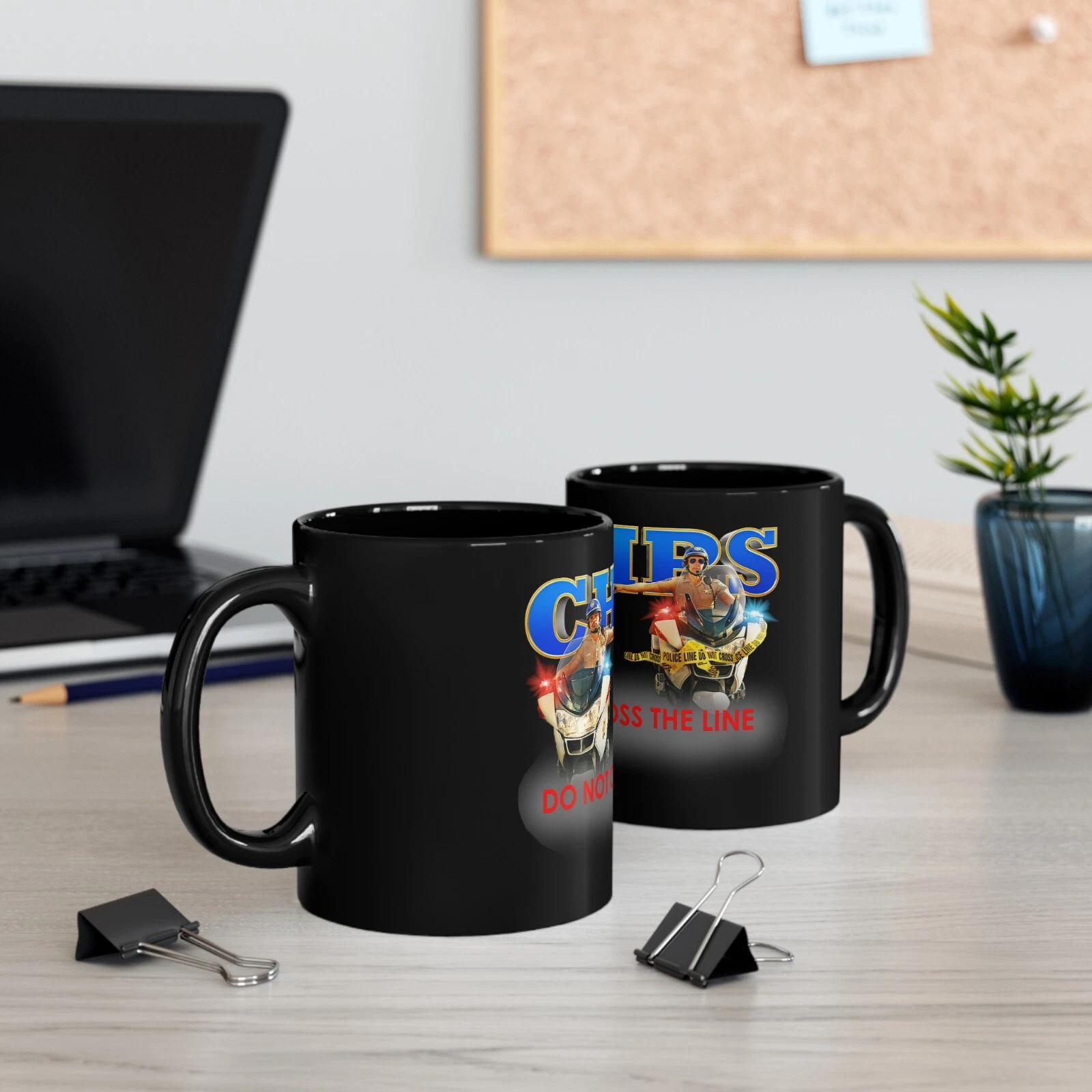 CHIPS Police Retro Movie 11oz Coffee Tea Black Mug