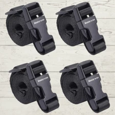 4 Pack Black Buckle Packing Straps with Clips, Adjustable Nylon Straps with Buck