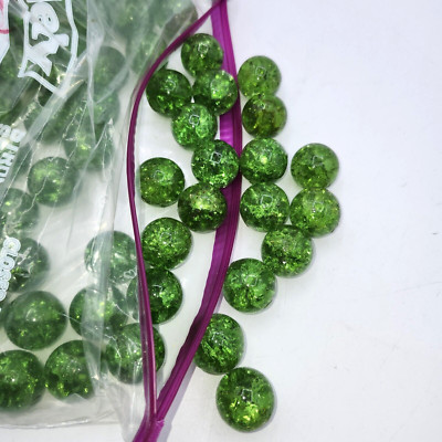 Lot of 100 Vintage solid crackle Glass Balls Decor green marble  craft