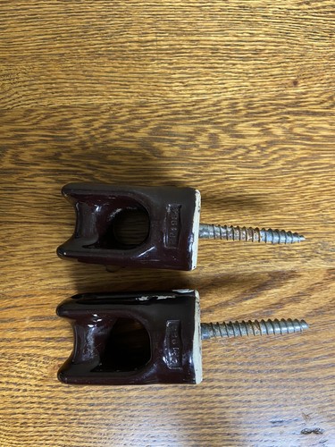 Vintage P.P. 1984 Dark Brown Porcelain Ceramic Electric Fence Insulators 