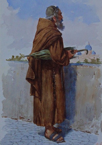 Eduardo Vitali Italy 19th century 'Franciscans in Rome' signed Watercolour Circa 1900 - Picture 3 of 4