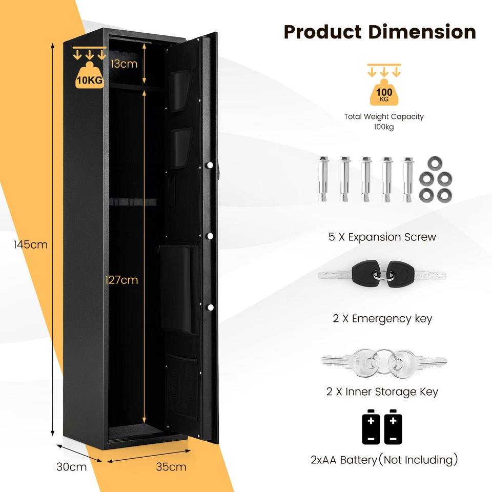 Rifle Gun Safe Long Gun Safe Box Quick Access 5-Gun Metal Rifle Security Cabinet - Image 2 of 4