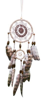 Kleiner Dreamcatcher Tiger, Traumfänger mit 12 cm Durchmesser, gestreifte Feder