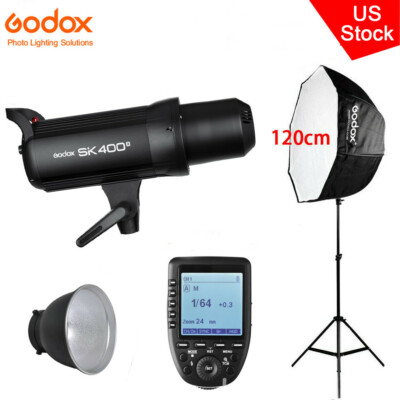 US Godox 400W SK400II Studio Flash+Xpro Trigger+120cm Umbrella Softbox Stand Kit