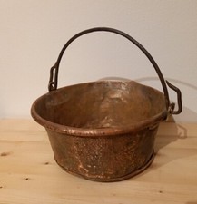 Antico PAIOLO IN RAME non a tenuta stagna, porta vaso / portafiori / contenitore