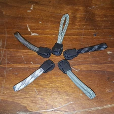 5 Pack Grey Paracord Zipper Pulls for Backpacks Jackets Luggage Survival Kits