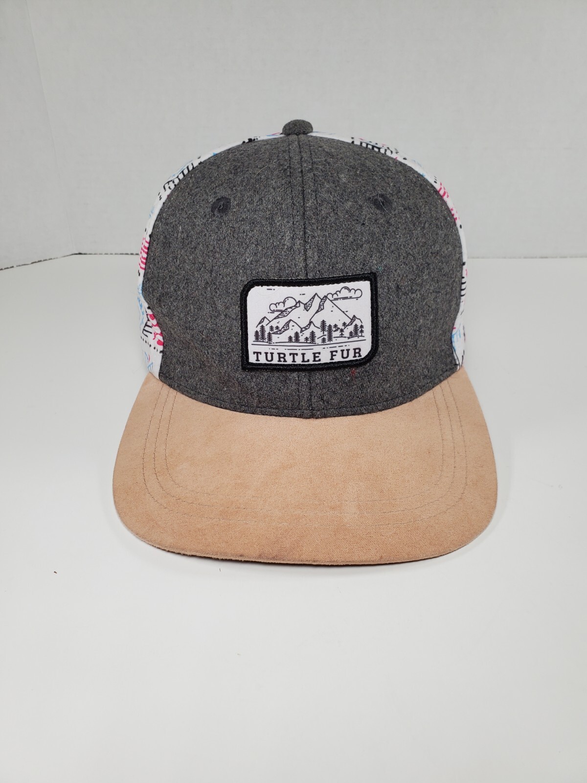Turtle Fur Snapback Hat Mountain Logo Patch Gray/… - image 3