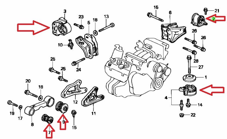 Honda Genuine 1991-1996 Beat PP1 Engine Mount Set of 5 OEM JDM NEW