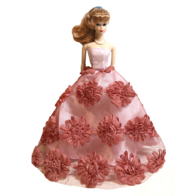 Persian Red Sweetheart Floral Gown Covered with Roses for 11.5 inches Dolls