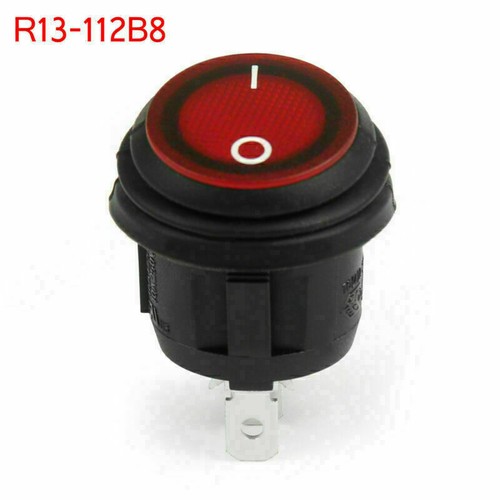 SCI R13-112B8 Waterproof 3-pin 2-position Rocker Switch With Red Lamp 10A/250VAC - Picture 1 of 3